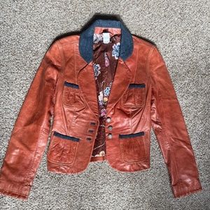 Cache Brown Leather Jacket - Size 6